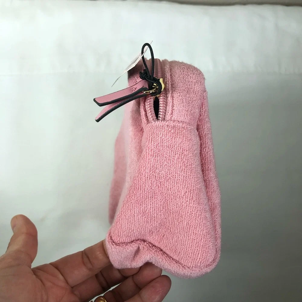 Victoria's Secret Terry Monogram Pink Cosmetic Make-up Bag Headband & Scrunchie